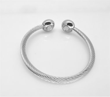 Edelstaal Dames Armband, kabel, 2 ei, magneet