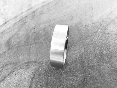 Edelstahl, Ring, geb&uuml;rstetes Silber glatt 6 mm, Box 36 St&uuml;ck