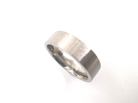 Edelstahl, Ring, geb&uuml;rstetes Silber glatt 6 mm, Box 36 St&uuml;ck