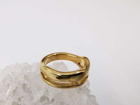 Ring, Goldfarben, Edelstahl, Mittel&ouml;ffnung. Karton 36 St&uuml;ck