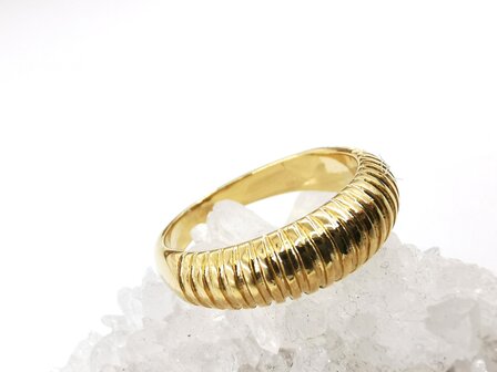 Ring, goldfarben, Edelstahl, mit Streifen. Karton 36 St&uuml;ck