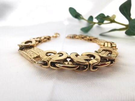 Goldfarbenes K&ouml;nigsgliederarmband, Gr&ouml;&szlig;e 22 oder 24 cm