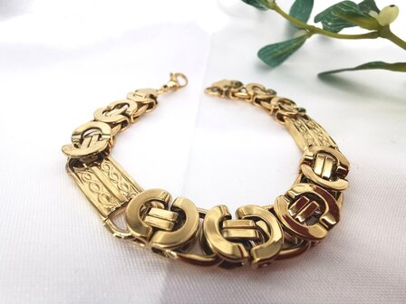 Goldfarbenes K&ouml;nigsgliederarmband, Gr&ouml;&szlig;e 22 oder 24 cm