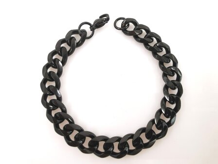 SCHWARZES STAHLGLIEDERARMBAND Br 11 mm, erh&auml;ltlich in 2 Gr&ouml;&szlig;en