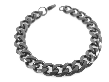 SCHWARZES STAHLGLIEDERARMBAND Br 11 mm, erh&auml;ltlich in 2 Gr&ouml;&szlig;en