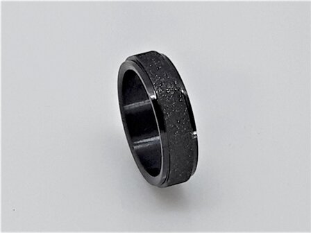 Sch&ouml;ner Damen Edelstahl Stardust schwarzer Ring, Gr&ouml;&szlig;e 17 bis 21