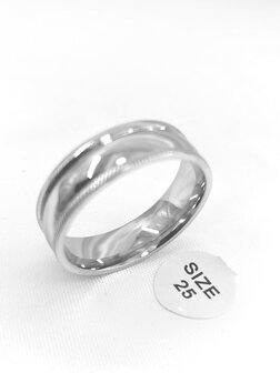 Grote maten ringen heren, brede gladde ring , maat 25, RVS