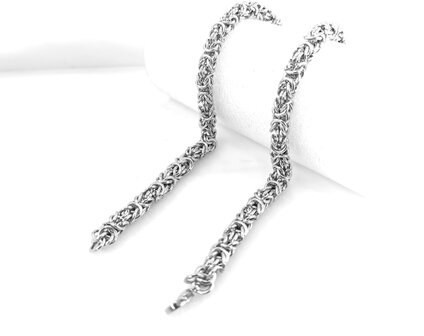 Men&#039;s Steel chain with Double Links with King&#039;s motif L 60 cm