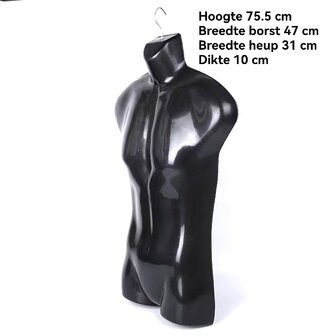 5 x Torso met haak, mannelijk - Zwart - polypropyleen.