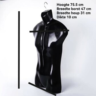 5 x Torso mit Haken, m&auml;nnlich &ndash; Schwarz &ndash; Polypropylen.