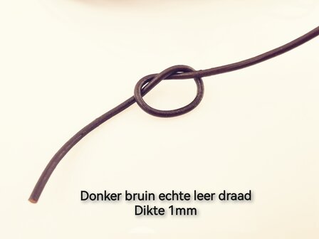 Leren Koord - Donkerbruin &ndash; D 1.5mm &ndash; L 10 meter - Echt Leer!!