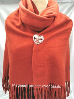 Magnetbrosche elegantes Herzgold mit brauner Farbe f&uuml;r Schal, Schal und Strickjacke