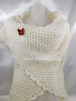 Magneet, broche, rode parelmoer vlinder, Goudkleurig voor omslagdoek, sjaal en vest te sluiten.