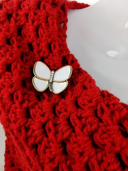 Magnet, Brosche, Perlmutt-Schmetterling, goldfarben f&uuml;r Schal, Schal und Strickjacke.