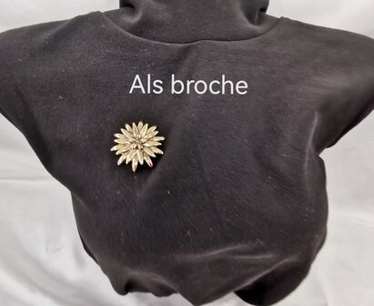 Magneet, broche, edelweiss, Goudkleurig voor omslagdoek, sjaal en vest te sluiten.