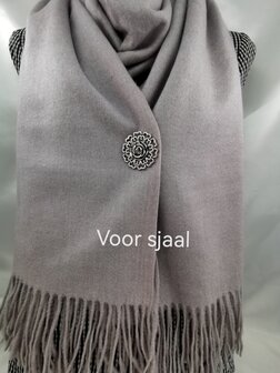 Magnet, Brosche, rund, Rose mit Herzbl&auml;ttern, silberfarben f&uuml;r Schal, Schal und Strickjacke.