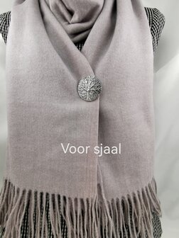 Magnet, Brosche, rund, Lebensbaum, silberfarben f&uuml;r Schal, Schal und Strickjacke.