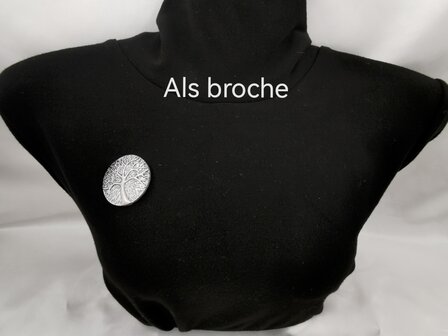 Magnet, Brosche, rund, Lebensbaum, silberfarben f&uuml;r Schal, Schal und Strickjacke.