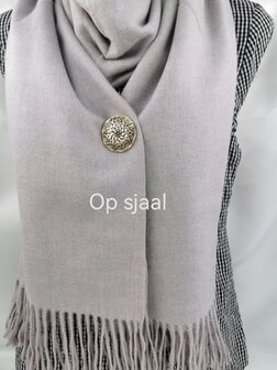 Magneet, broche, rond, Mandala symbool, goudkleurig voor omslagdoek, sjaal en vest te sluiten.