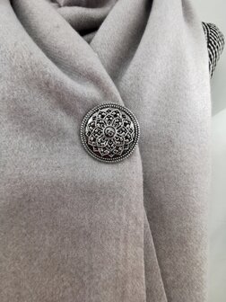 Magnet, Brosche, rund, Lotosblume Silberfarben zum Verschlie&szlig;en von Schal, Schal und Strickjacke.