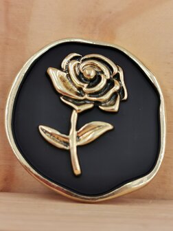 Magnet, Brosche, 3D-Rose mit Stiel, goldfarben f&uuml;r Schal, Schal und Strickjacke.