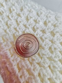 Magneet, broche, rond, levensspiraal, goud/zalmkleurig voor omslagdoek, sjaal en vest te sluiten.