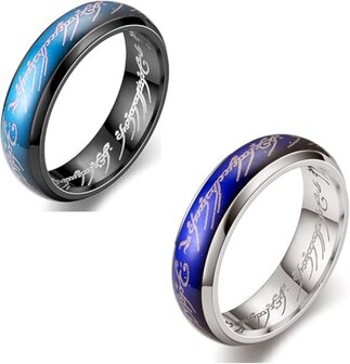 RVS Lord of The Rings Mood Ring ( STEMMINGSRING ) Zilverkleurig