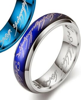 RVS Lord of The Rings Mood Ring ( STEMMINGSRING ) Zilverkleurig