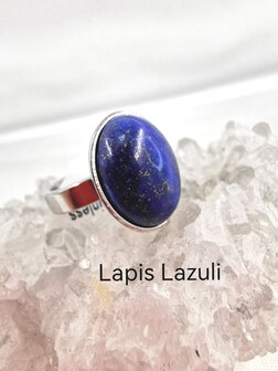 Lapislazuli-Ring Edelstahl silberfarben, oval,