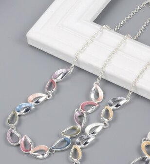 Set - Ketting met oorbellen - Gebogen vorm in Multicolor