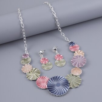 Set: Klassieke cirkel wervelingen set multi kleurrijke emailleer sieraden.