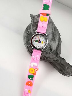 KinderHorloge | 3D LOVE Roze | Siliconen