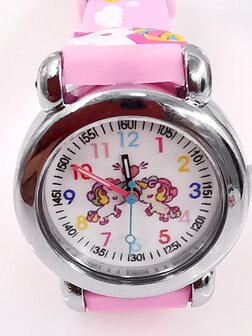 KinderHorloge | 3D Eenhoorn Roze | Siliconen