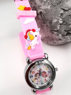 KinderHorloge | 3D Eenhoorn Roze | Siliconen