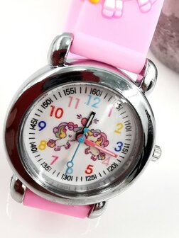 KinderHorloge | 3D Eenhoorn Roze | Siliconen