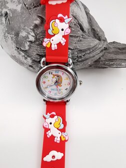 KinderHorloge | 3D Eenhoorn Rood | Siliconen