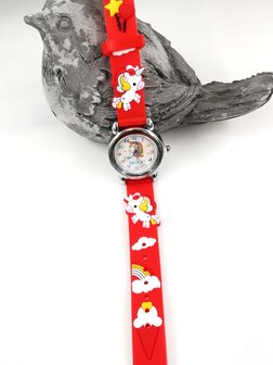 KinderHorloge | 3D Eenhoorn Rood | Siliconen