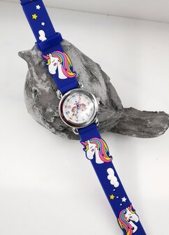 KinderHorloge | 3D Eenhoorn blauw | Siliconen