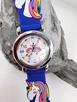 KinderHorloge | 3D Eenhoorn blauw | Siliconen