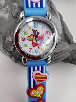 KinderHorloge | 3D Hartjes licht blauw | Siliconen