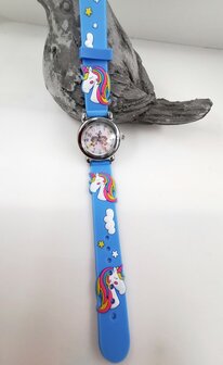 KinderHorloge | 3D Eenhoorn licht blauw | Siliconen