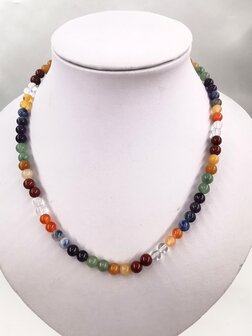 Ketting Chakra 6 mm kralen met RVS sluiting.