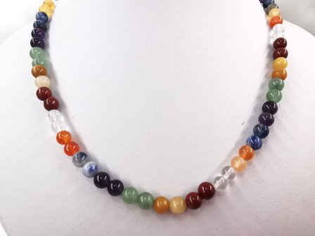 Ketting Chakra 6 mm kralen met RVS sluiting.