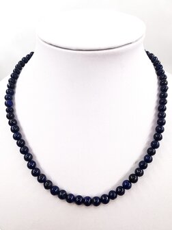 Ketting Lapis Lazuli 6 mm kralen met RVS sluiting.