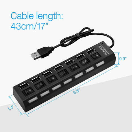 7 poort USB 2.0 hub, high speed