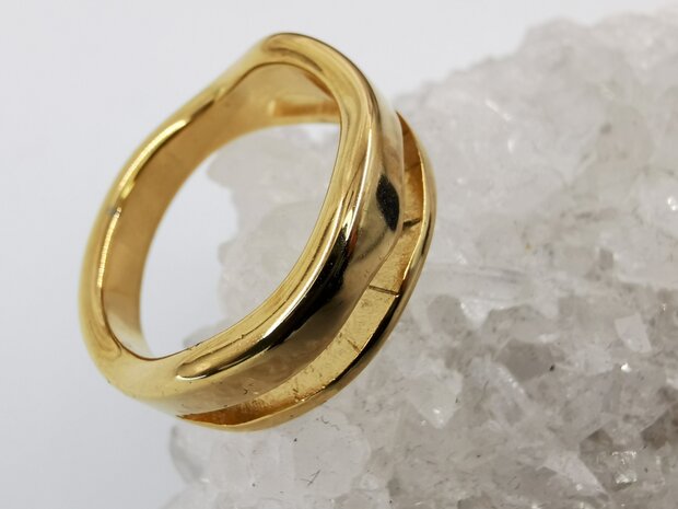 Ring, Goldfarben, Edelstahl, Mittelöffnung. Karton 36 Stück