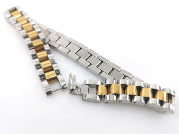 RVS Rolex style armband in zilver en goudkleurig maat 21