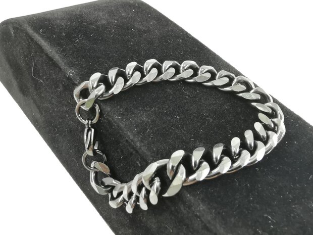 SCHWARZES STAHLGLIEDERARMBAND Br 11 mm, erhältlich in 2 Größen