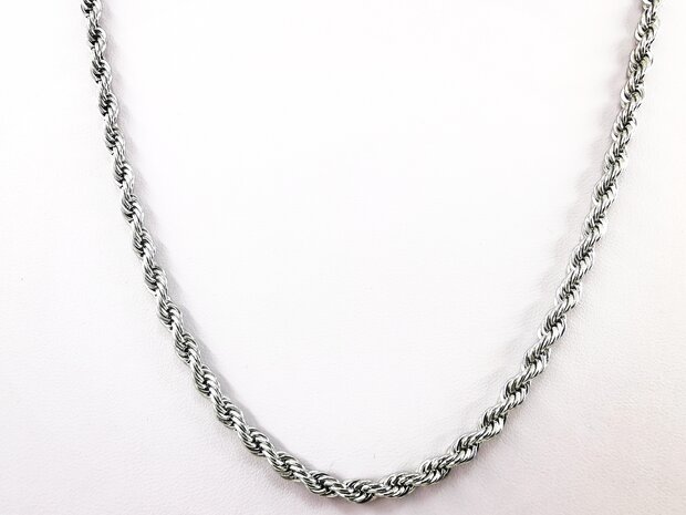 RVS zilverkleurig Twisted koordketting L 60 cm x D 4mm