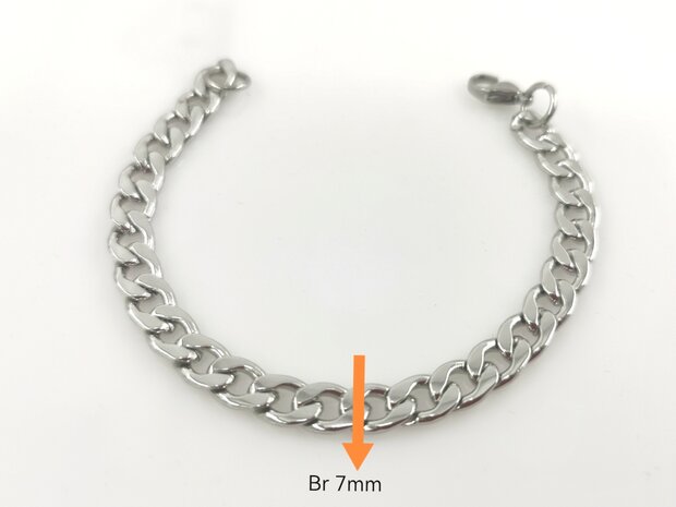 Stalen armband gourmetschakel br 7 mm in L 18 cm